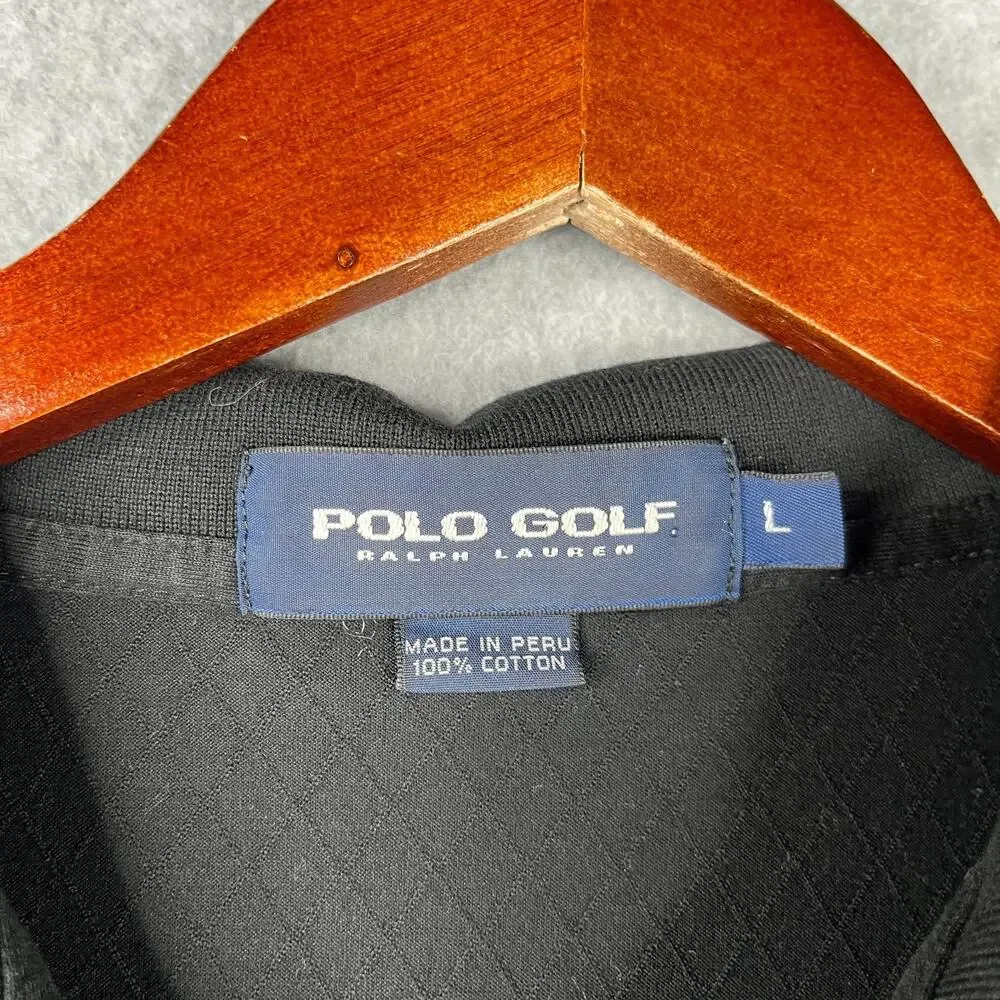 Polo Golf Ralph Lauren Shirt Large Black Diamond Casual Logo Lightweight Mens